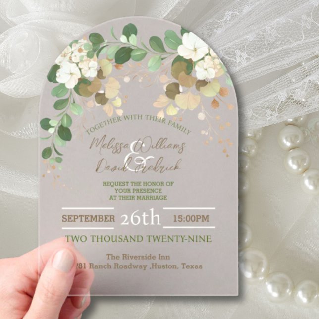 Rustic Autumn Fall Botanical Eucalyptus Wedding Acrylic Invitations (Rustic Autumn Fall Botanical Eucalyptus Wedding Acrylic Invitations)