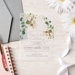 Rustic Autumn Fall Botanical Eucalyptus Wedding Vellum Invitations
