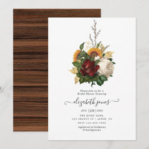 Rustic Autumn - Fall Floral Bridal Shower Invitation