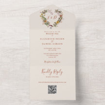 Rustic Autumn Fall Floral Heart QR Code Wedding