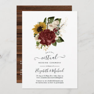 Rustic Autumn - Fall Floral Online Virtual Wedding Invitation