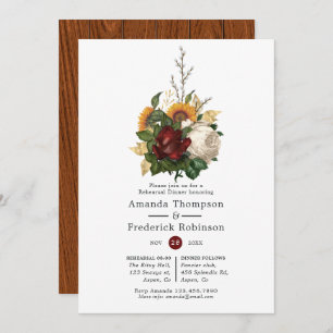 Rustic Autumn - Fall Floral Rehearsal Dinner Invitation