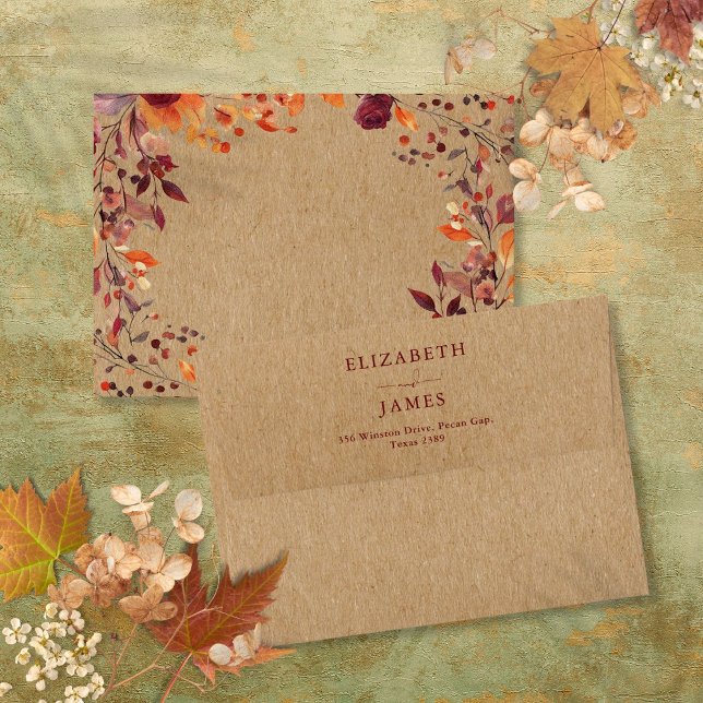Rustic Autumn Fall Floral Return Address Envelope (Rustic Autumn Fall Floral Return Address Envelope)