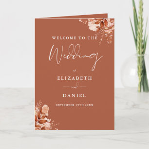 Rustic Autumn Fall Floral Script Wedding Programme