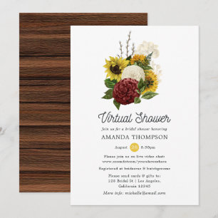 Rustic Autumn - Fall Floral Virtual Bridal Shower Invitation