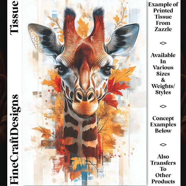 Rustic Autumn Fall Giraffe Portrait DE3 Decoupage Tissue Paper (Creator Uploaded)