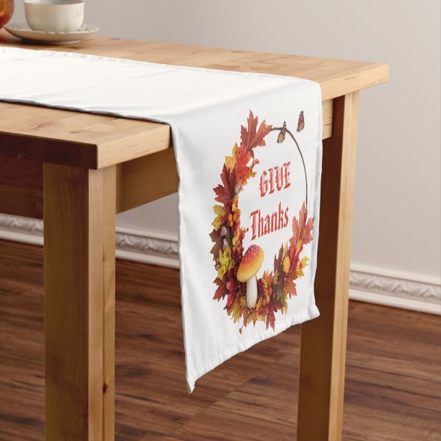 Rustic Autumn Fall Give Thanks  Short Table Runner (In Situ)