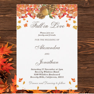 Rustic Autumn Fall in Love Wedding Invitation