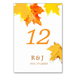 Rustic Autumn Fall in Love Wedding Table Number