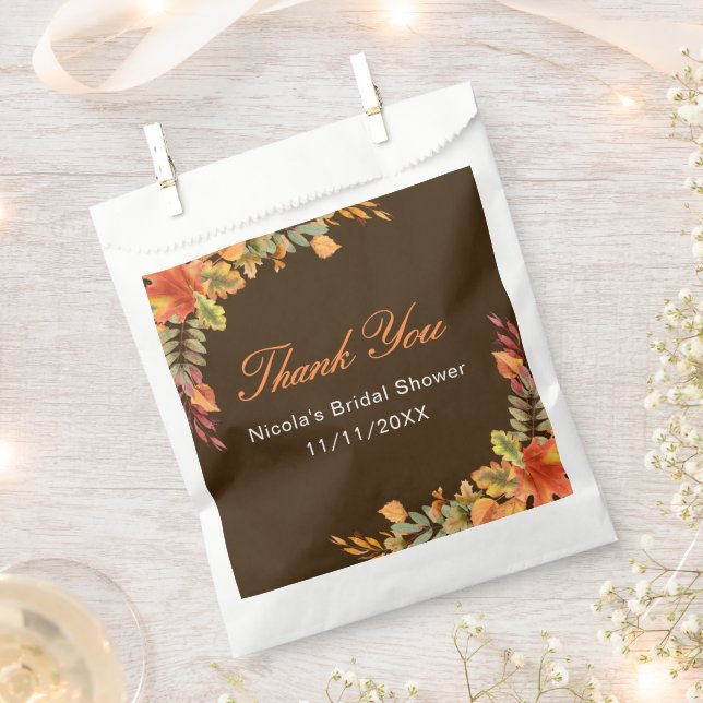 Rustic Autumn Fall Leaves Bridal Shower Favour Bags (Clipped)