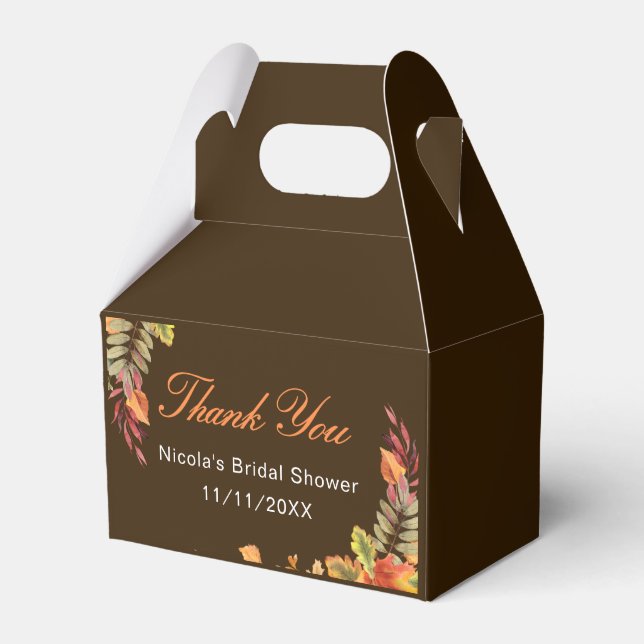 Rustic Autumn Fall Leaves Bridal Shower Favour Box (Front Side)