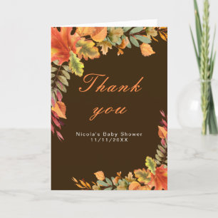 Rustic Autumn Fall Leaves Bridal Shower Thank You Card