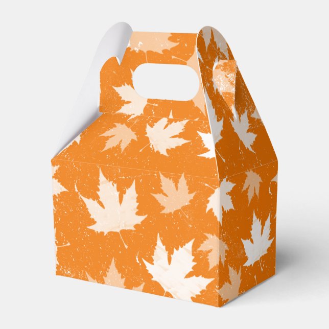 Rustic Autumn Fall Leaves Pattern Favour Box (Front Side)