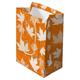 Rustic Autumn Fall Leaves Pattern Medium Gift Bag