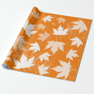 Rustic Autumn Fall Leaves Pattern Wrapping Paper