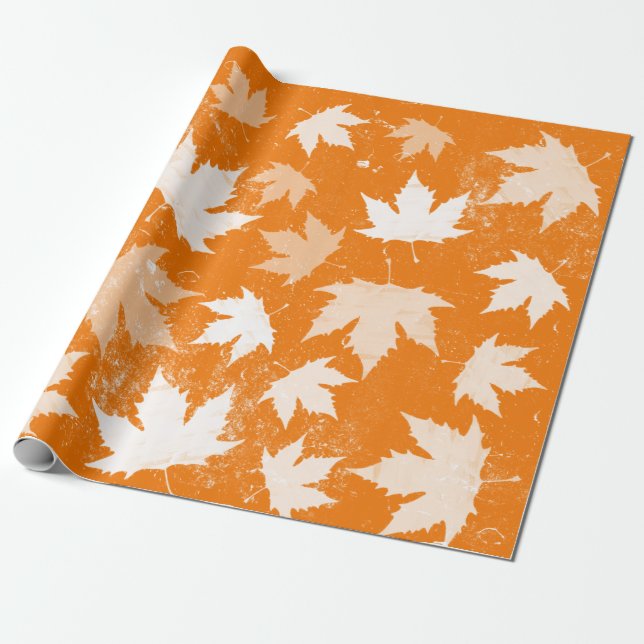 Rustic Autumn Fall Leaves Pattern  Wrapping Paper (Unrolled)