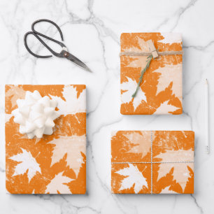 Rustic Autumn Fall Leaves Pattern  Wrapping Paper Sheet