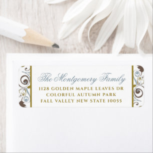 Rustic Autumn / Fall Leaves Swirls Holiday Address
