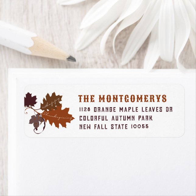 Rustic Autumn Fall Leaves Thanksgiving Address (Insitu)