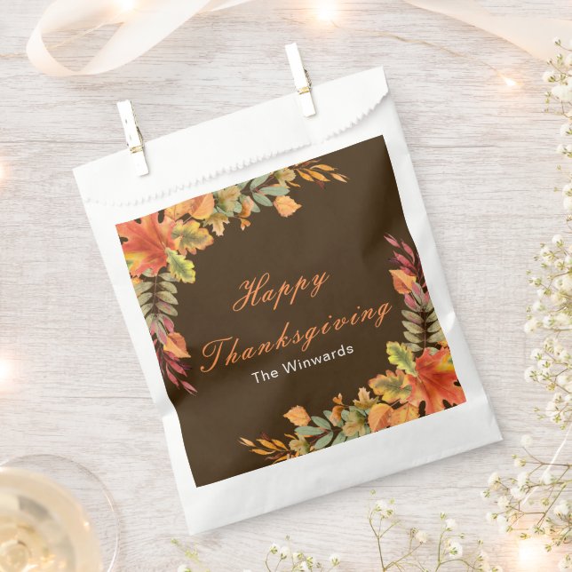 Rustic Autumn Fall Leaves Thanksgiving Party Favour Bags (Clipped)