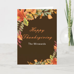 Rustic Autumn Fall Leaves Thanksgiving Party Holiday Card