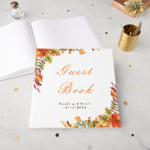Rustic Autumn Fall Leaves Wedding Guest Book