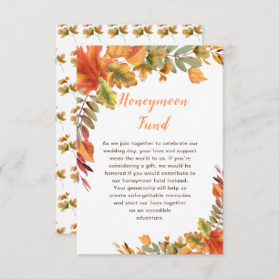 Rustic Autumn Fall Leaves Wedding Honeymoon Fund Enclosure Card