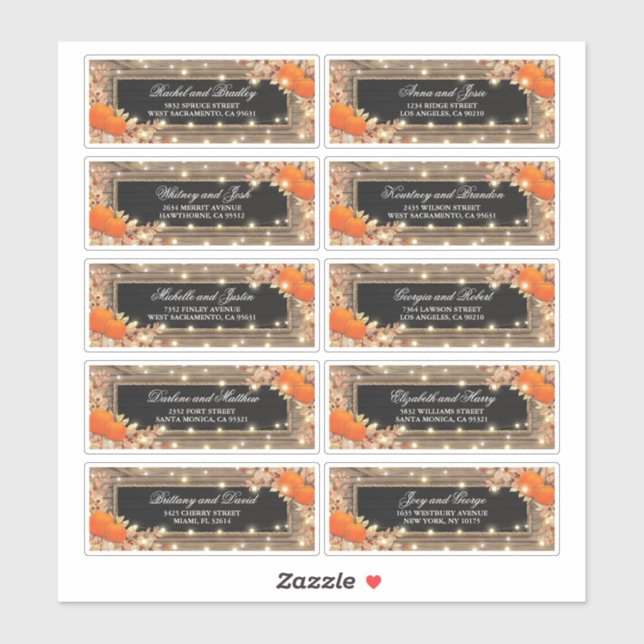 Rustic Autumn Fall Name and Address Wedding Label (Sheet)