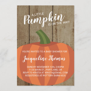 Rustic Autumn Fall Pumpkin Baby Shower Invitation