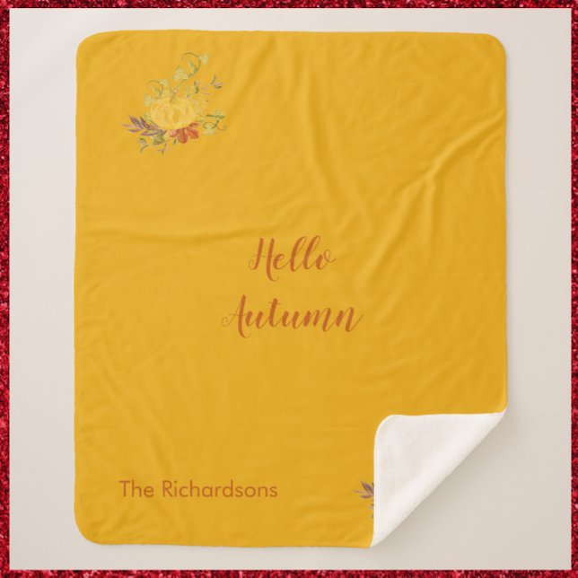 Rustic Autumn Fall Pumpkin Gold Colour  Sherpa Blanket (Creator Uploaded)