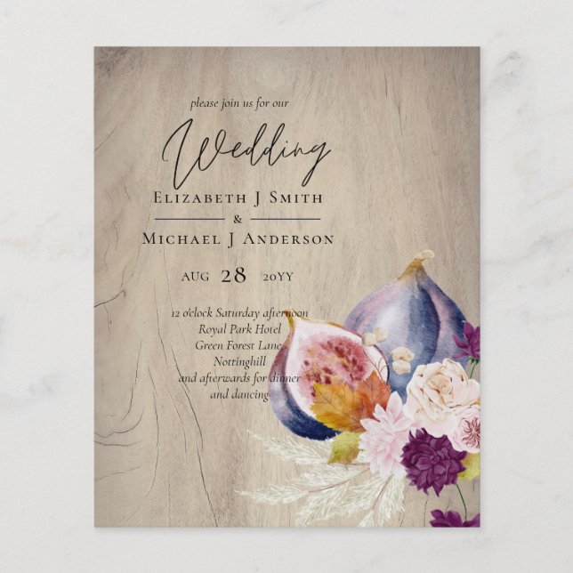 Rustic Autumn Fall Pumpkins Figs Flowers Wedding (Front)