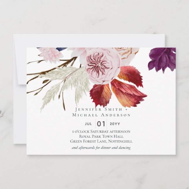 Rustic Autumn Fall Pumpkins Figs Flowers Wedding (Front)