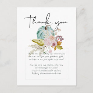 Rustic Autumn Fall Pumpkins Figs Flowers Wedding Postcard