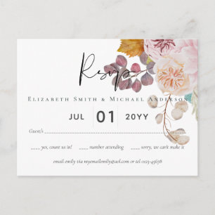 Rustic Autumn Fall Pumpkins Figs Flowers Wedding Postcard