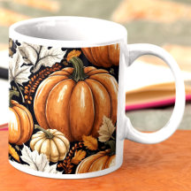 Rustic Autumn Fall Pumpkins Foliage Pattern 