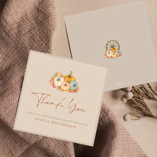 Rustic Autumn Fall Pumpkins Wedding Thank You Card