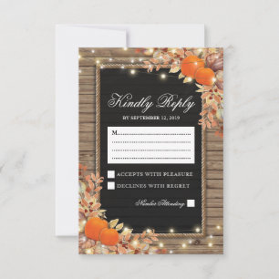 Rustic Autumn Fall Response Pumpkin Wedding RSVP