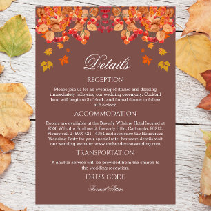Rustic Autumn Fall Wedding Details Enclosure Card