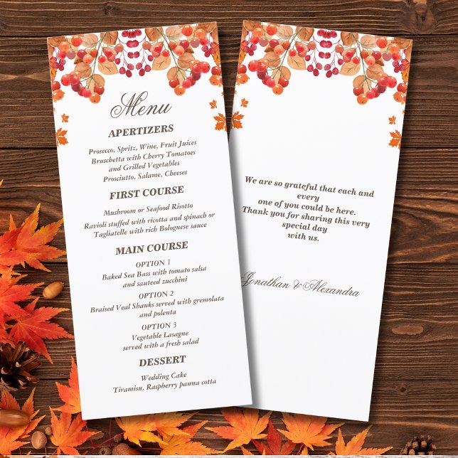 Rustic Autumn Fall Wedding Menu (Creator Uploaded)