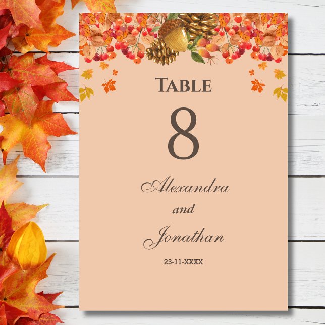 Rustic Autumn Fall Wedding  Table Number (Creator Uploaded)