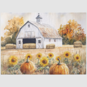 Rustic Autumn Farm Landscape Decoupage Tissue Paper