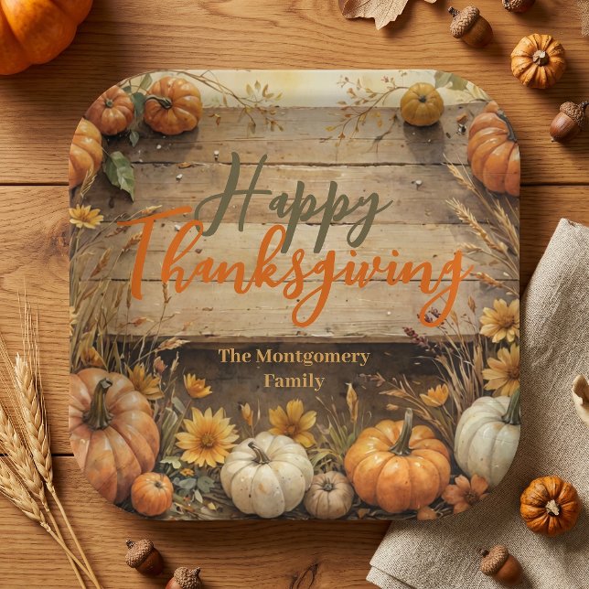 Rustic Autumn Farmhouse Style Thanksgiving  Paper Plate (Creator Uploaded)