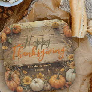 Rustic Autumn Farmhouse Style Thanksgiving Paper Plate