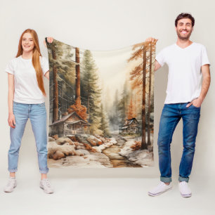 Rustic Autumn Fleece Blanket