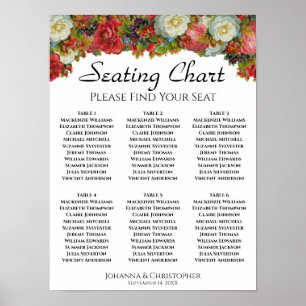 Rustic Autumn Floral 6 Table Wedding Seating Chart