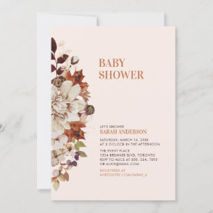 Rustic Autumn Floral Baby Shower Invitation