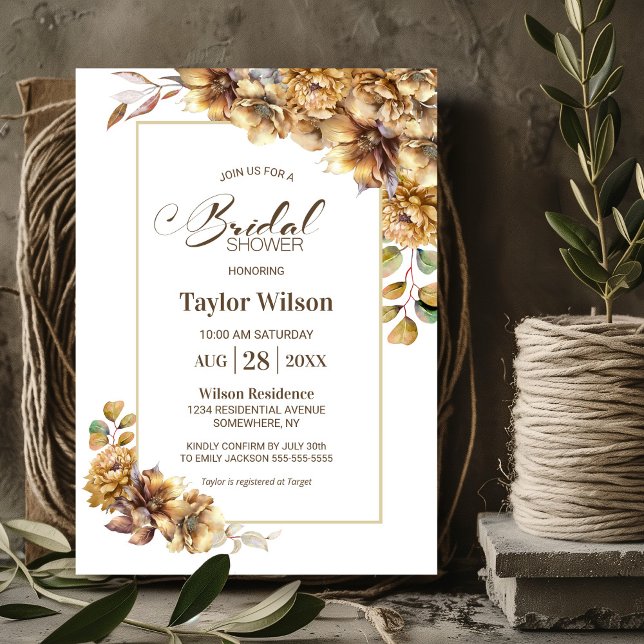 Rustic Autumn Floral Bridal Shower Invitation (Creator Uploaded)