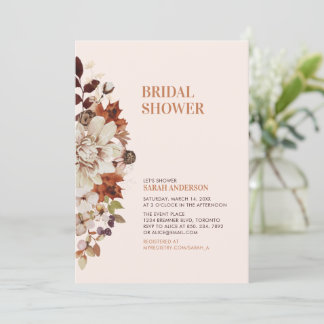 Rustic Autumn Floral Bridal Shower Invitation