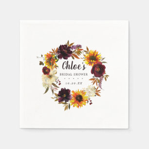 Rustic Autumn Floral Bridal Shower Napkin