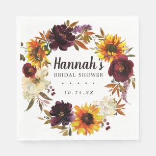 Rustic Autumn Floral Bridal Shower Napkin